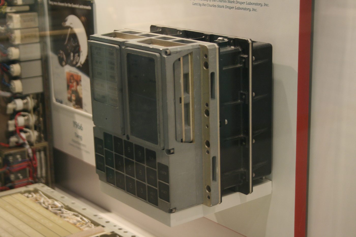 Figure 2 — An Apollo Guidance Computer with its DSKY, preserved at the National Air and Space Museum. The verb-noun language ran across exactly this hardware. Photo: File:Apollo Guidance Computer (…