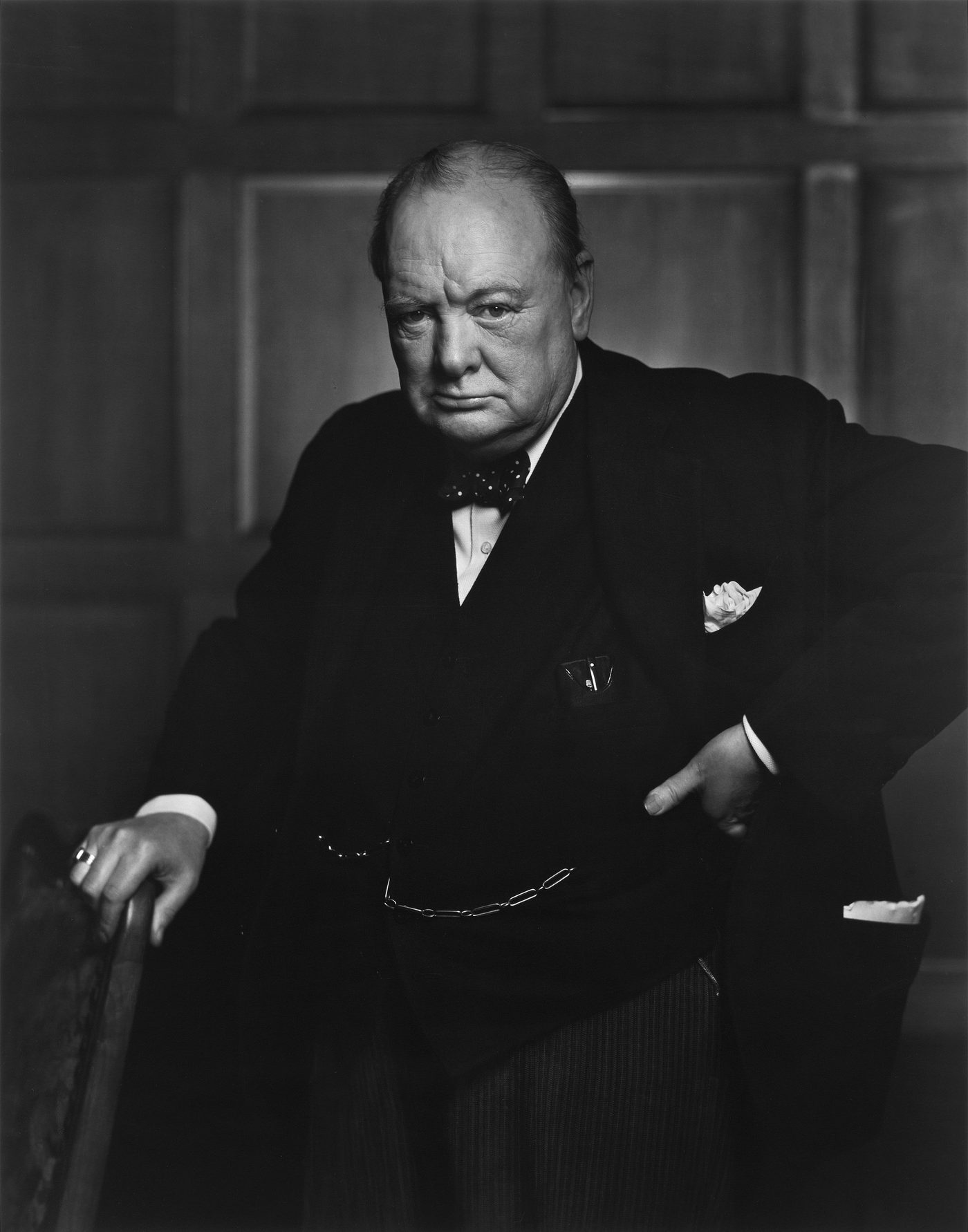 Figure 4 — Winston Churchill, who called his Bletchley codebreakers "the geese that laid the golden eggs and never cackled." Photo: File:Sir Winston Churchill - 19086236948.jpg by Yousuf Karsh. Lic…