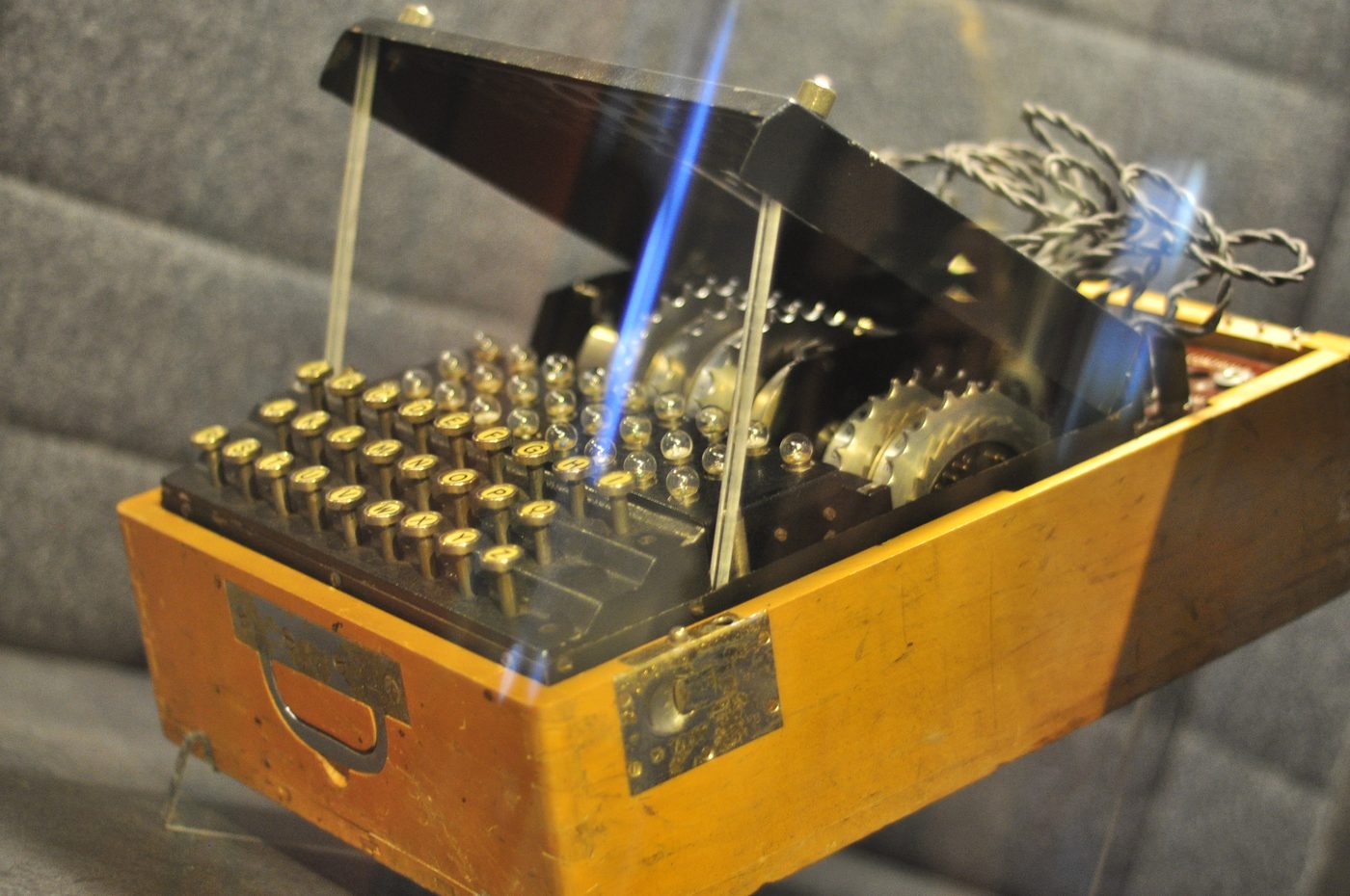 Figure 3 — A Polish-reconstructed Enigma "double," built in Warsaw from Rejewski's recovered wiring. Two such machines were promised to the Allies at Pyry; one went to Paris and the other to London…