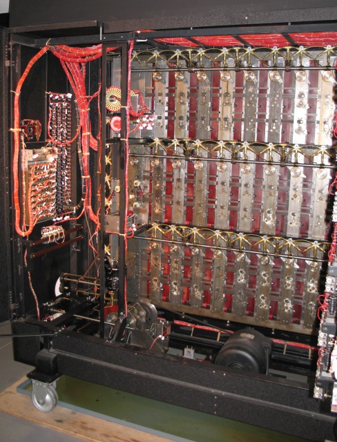 Figure 5 — A rebuilt Turing–Welchman Bombe at Bletchley Park. The Wrens who operated these machines for the whole war were told only how to set them, never what the work meant. Photo: File:A Turing…
