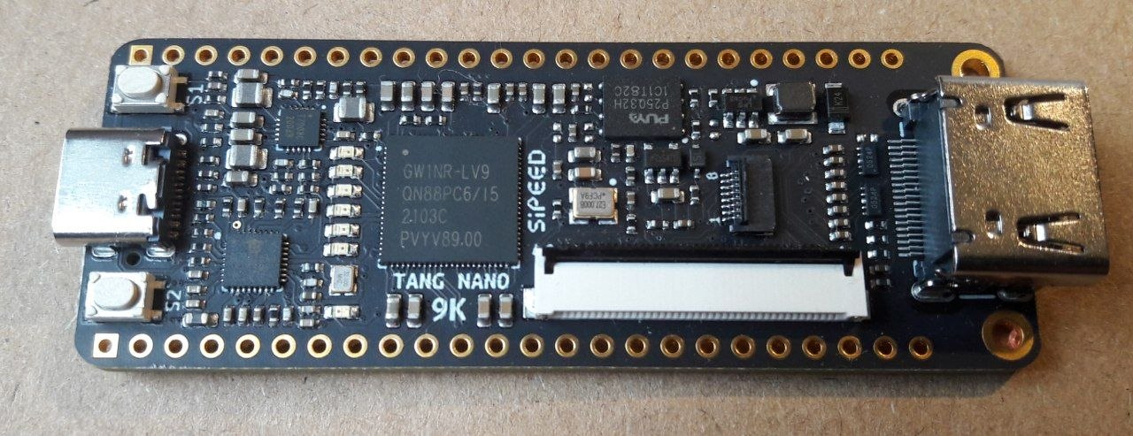 Figure 6 — A Sipeed Tang Nano 9K, a small, inexpensive FPGA board with a Gowin GW1NR-9 chip of 8,640 LUT4 logic cells. It is large enough to hold the five chi wheels as rings and several dozen counters, which…