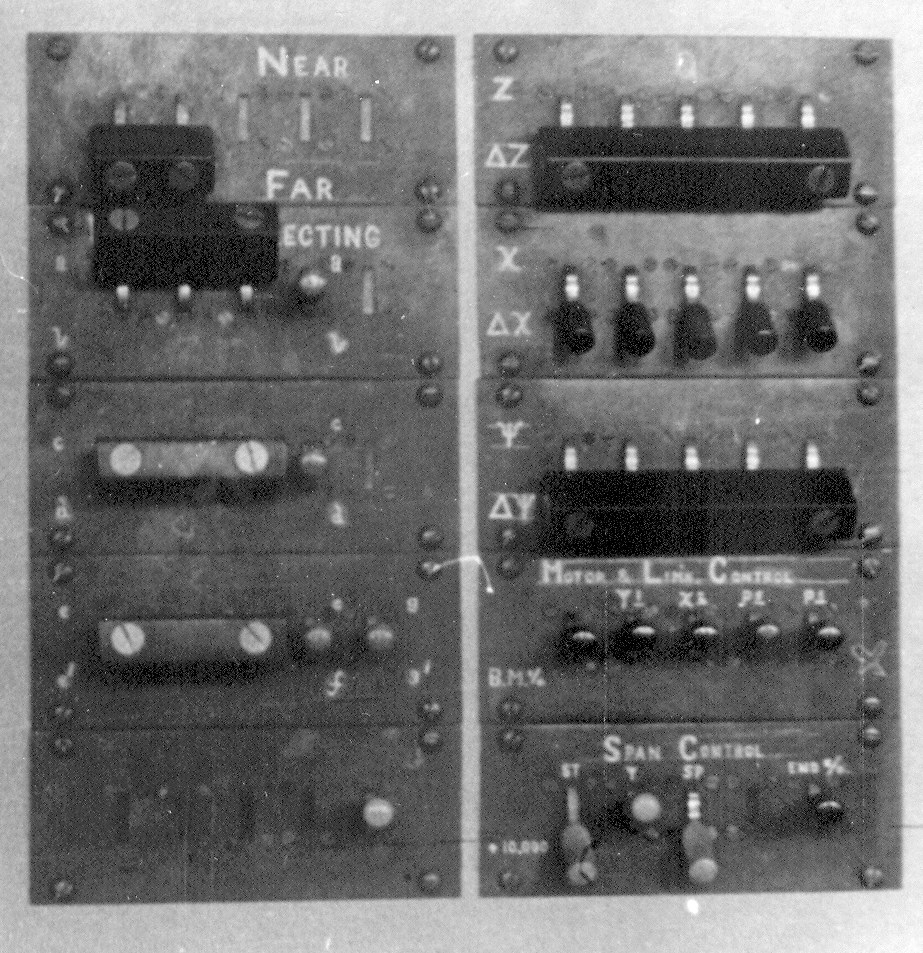 Figure 5 — The selection panel of a wartime Colossus, from the photographs in the General Report on Tunny. On the right, rows of switches for Z, ΔZ, χ (written X), Δχ, ψ and Δψ choose which streams, raw or di…
