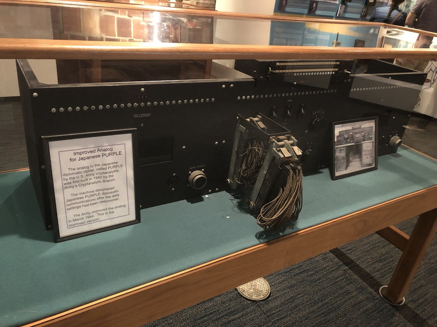 Figure 1 — The improved PURPLE analog the U.S. Army built in March 1944, at the National Cryptologic Museum. The museum's card reads: "The analog to the Japanese diplomatic cipher, called PURPLE by the U.S. A…